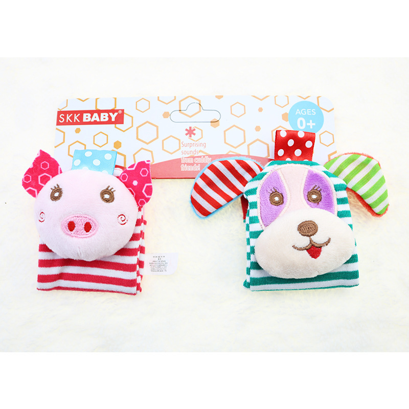 SKKBABY forma de animal del bebé correa de reloj de campana de timbre colorido pulsera bebé suministros de educación temprana