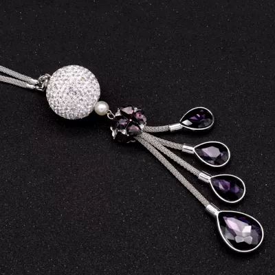 pendant ornaments, Car hanging - dark-purple-water-drops-four-leaf-clover-dense-drill-ball-recommend