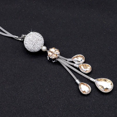 decoration rhinestone pendant ornaments — Car hanging - champagne-golden-drop-four-leaf-clover-dense-diamond-ball-recommend