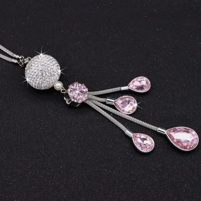 Car hanging pendant car Crystal Diamond Ball - pink-drops-four-leaf-clover-dense-diamond-ball-recommend