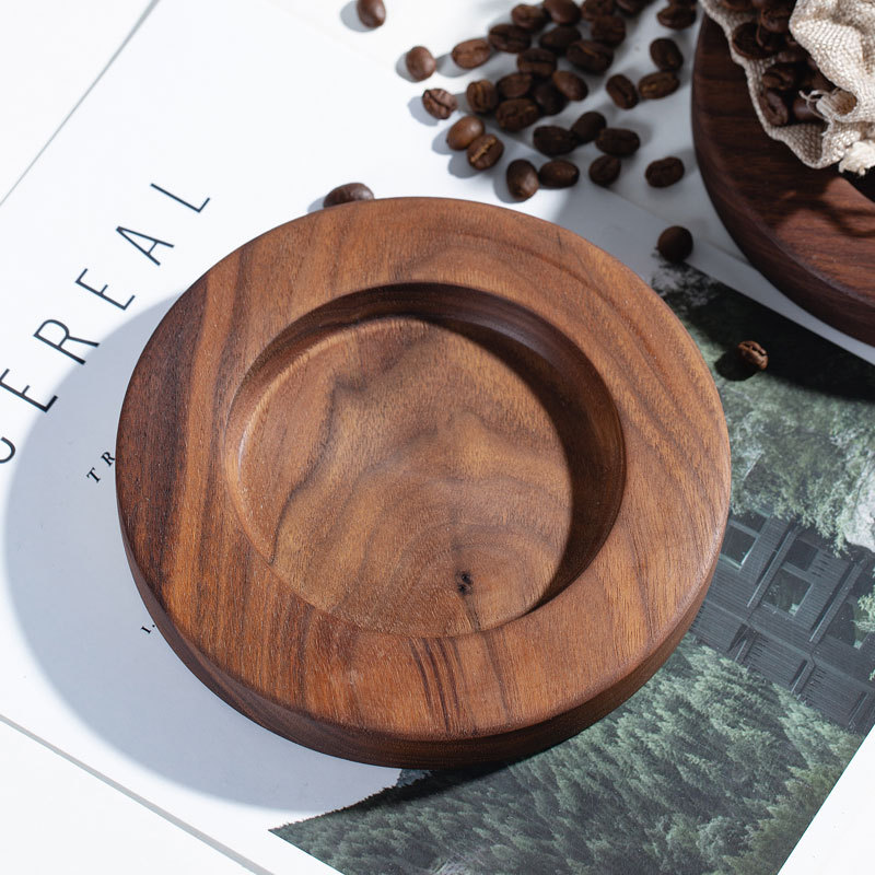 Taza de nuez de América del Norte Taza de café Plato de taza de marca Rectangular redondo Madera sólida Cojín de taza LOGO texto grabado