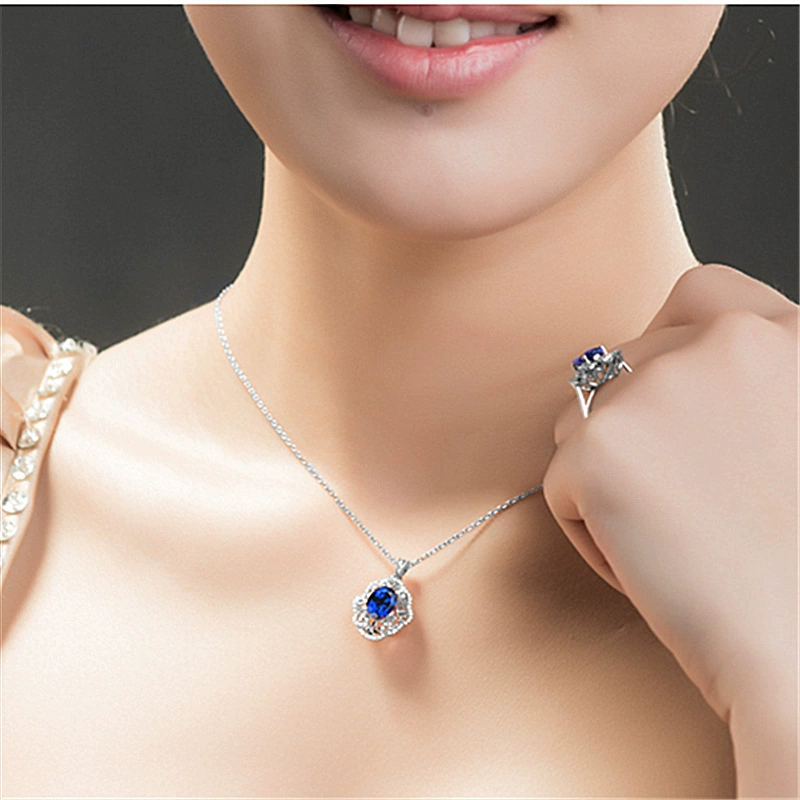 Модный sapphire кулон, украшенный цветами, с драгоценным камнем