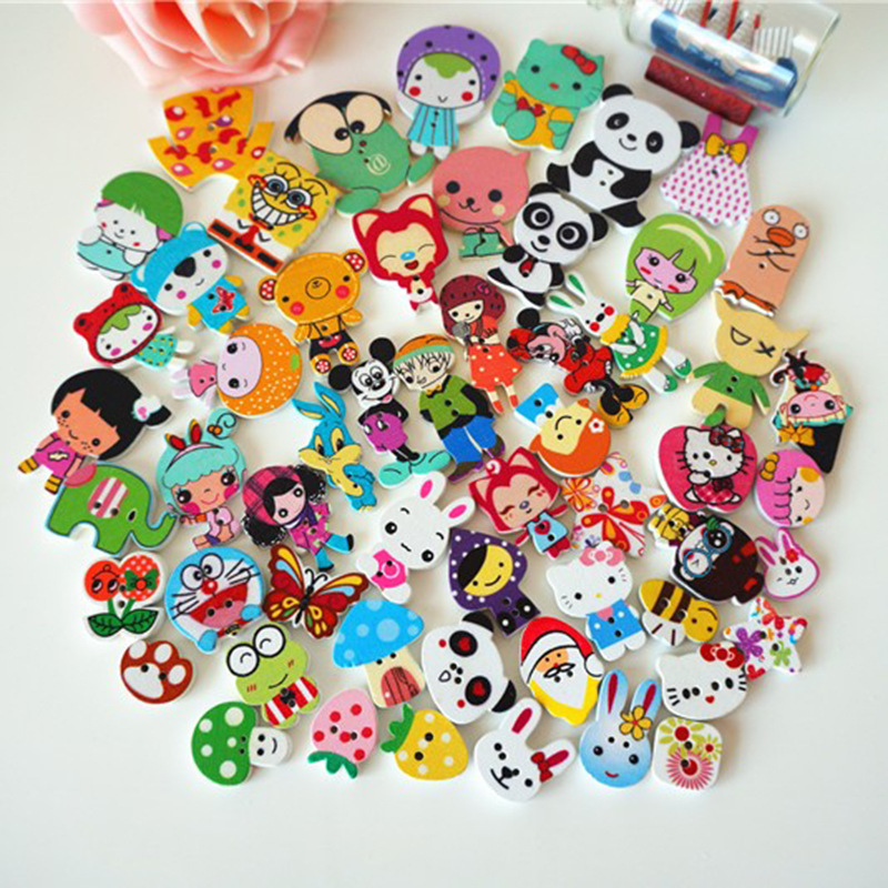 厂家批发两眼木质卡通纽扣 幼儿园儿童创意开发手工DIY配件