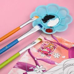 Cross-border rainbow color 6 brush set watercolor acrylic brush children's graffiti brush wooden pole macaron brush