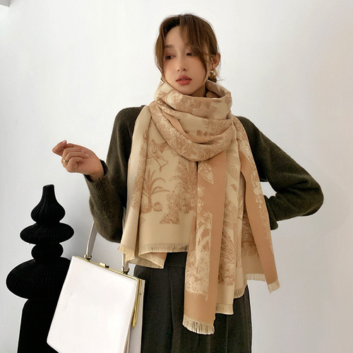  new autumn and winter Japanese versatile warm scarf women's dual-use imitation cashmere summer air-conditioning shawl double-sided scarf