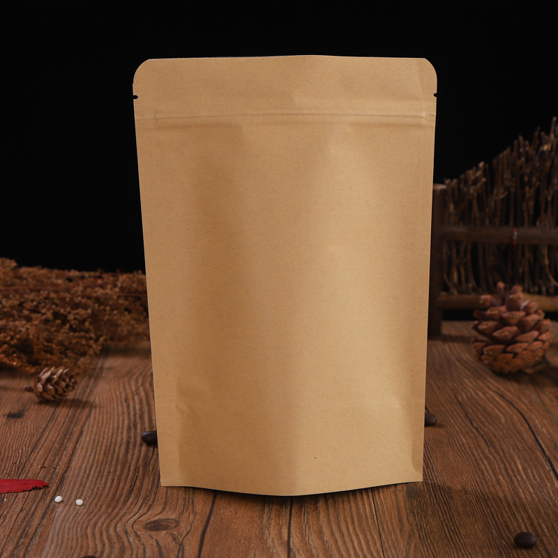 Bolsas de papel kraft, bolsas autoadhesivas con revestimiento de aluminio, bolsas para envasar alimentos, bolsas de papel para té, bocadillos y frutos secos, bolsas de embalaje en stock.
