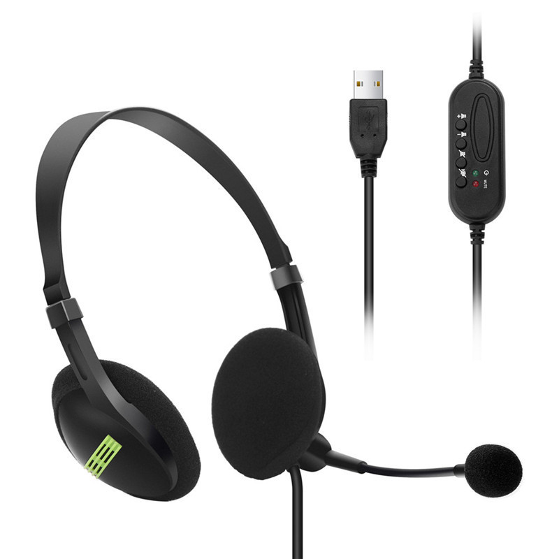 Factory Direct Approval Computer USB Headset Head-Mounted Wired Office Headset Headset Customer Service Online Class Telephone Headset