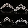 Metal children's hair accessory for princess, crown from pearl, wholesale