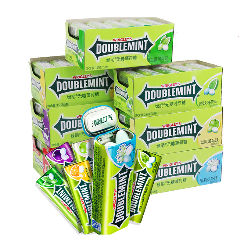 绿箭无糖薄荷糖铁盒约35粒23.8g*15个原味茉莉花果口气清新清凉糖