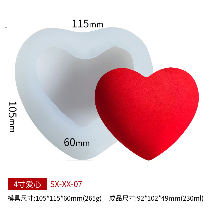 Sanxin Día de San Valentín amor molde pastel chocolate vela DIY budín queso palo jabón herramienta abrasiva