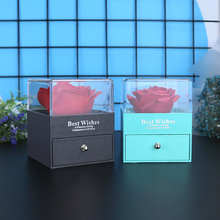 情人节永生花饰品盒亚克力单朵玫瑰花礼品盒香皂玫瑰花项链首饰盒