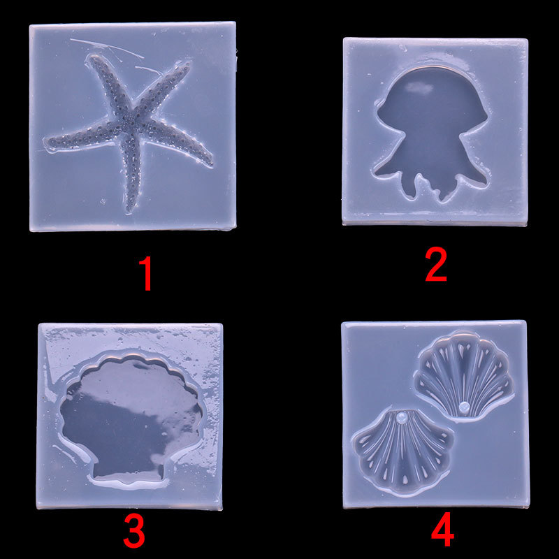 Espejo DIY de Cristal epoxi estrellas de mar Shell medusas molde de silicona haciendo accesorios de la joyería de Cristal epoxi molde