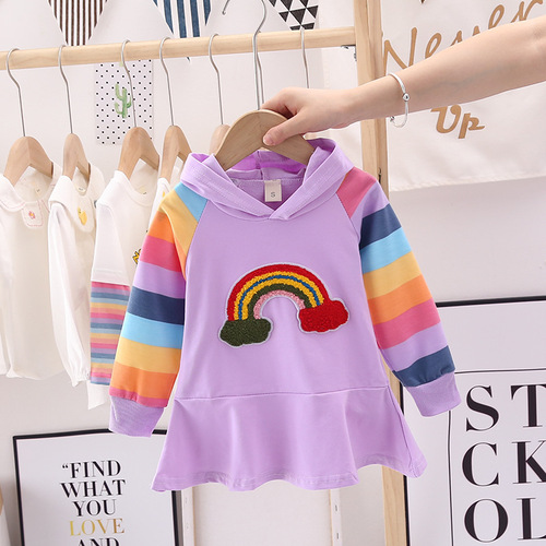 2020 Autumn Korean version of baby girl's new cartoon long-sleeved dress single piece 0-5 years old children's skirt trendy wholesale