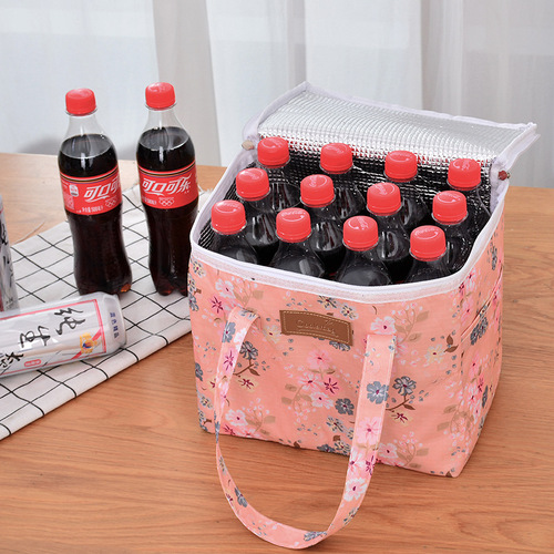 New Print Outdoor Picnic Bag Ice Bag Takeaway Insulated Bag Korean Style Fresh and Minimalist Handheld Bento Bag Rice Box