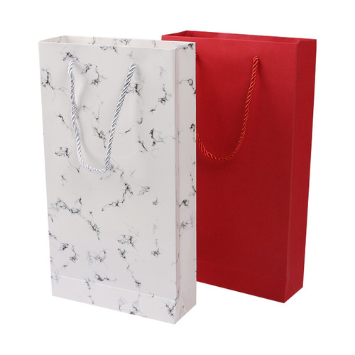 Long paper bag mooncake packaging handbag kraft paper bag transparent baking packaging rope bag direct sales