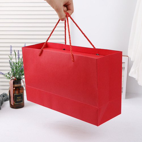 Long paper bag mooncake packaging handbag kraft paper bag transparent baking packaging rope bag direct sales