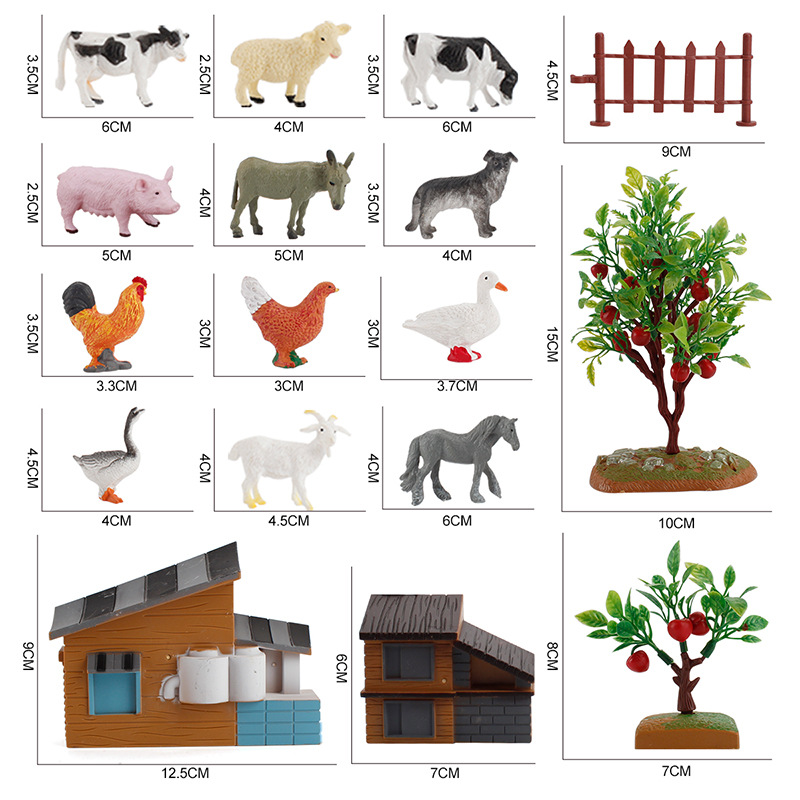 Exportación transfronteriza simulación de los niños Casa de La Granja escena modelo animal traje de mesa de arena DIY adornos estáticos creativos