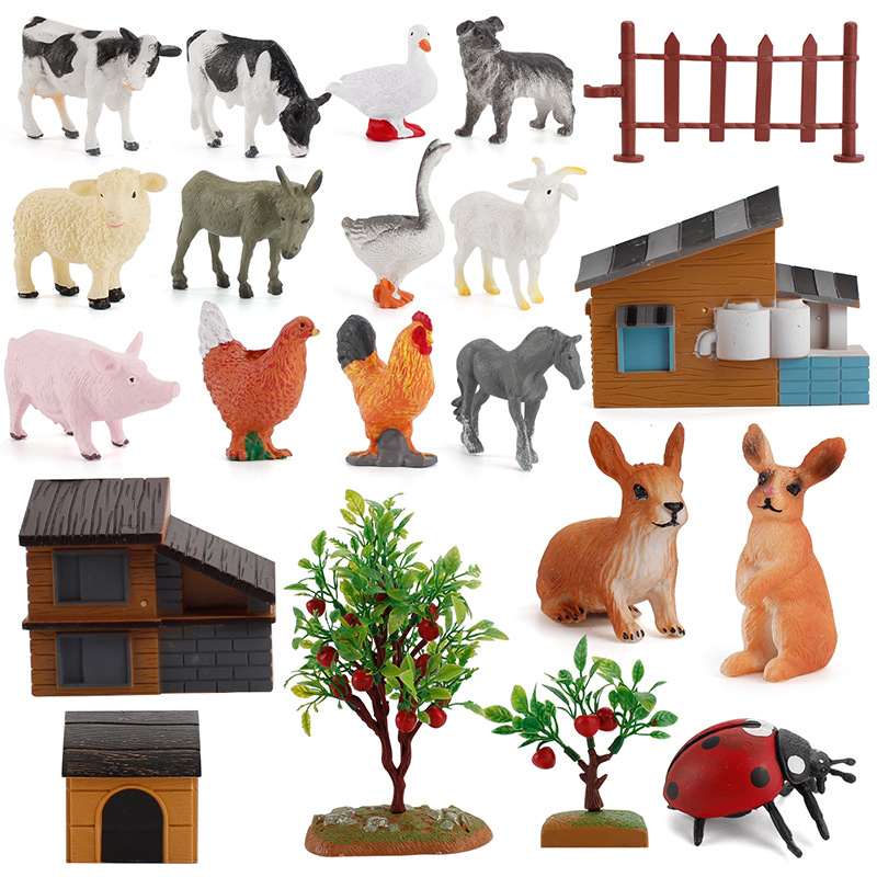 Exportación transfronteriza simulación de los niños Casa de La Granja escena modelo animal traje de mesa de arena DIY adornos estáticos creativos