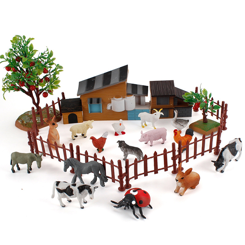 Exportación transfronteriza simulación de los niños Casa de La Granja escena modelo animal traje de mesa de arena DIY adornos estáticos creativos