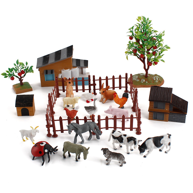 Exportación transfronteriza simulación de los niños Casa de La Granja escena modelo animal traje de mesa de arena DIY adornos estáticos creativos