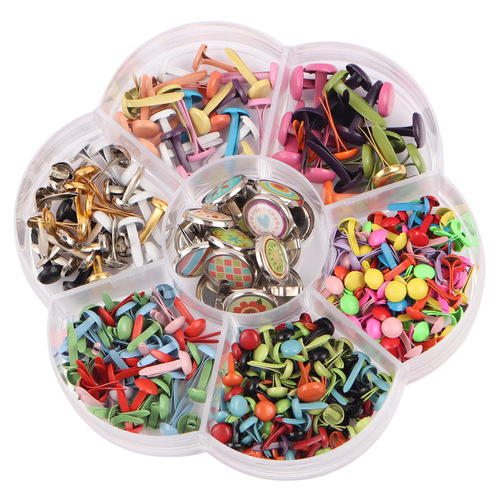 6-12mm mixed metal two-claw nails, colorful two-claw nails, horn mushroom nails, children's handmade DIY materials