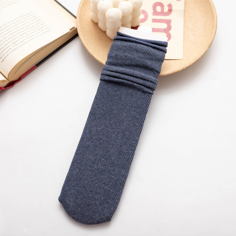 Calcetines de pila para mujer Otoño e Invierno gruesos de Cachemira delgada a rayas de color sólido calcetines de media pantorrilla de corte suelto curling calcetines de confinamiento de mujeres embarazadas