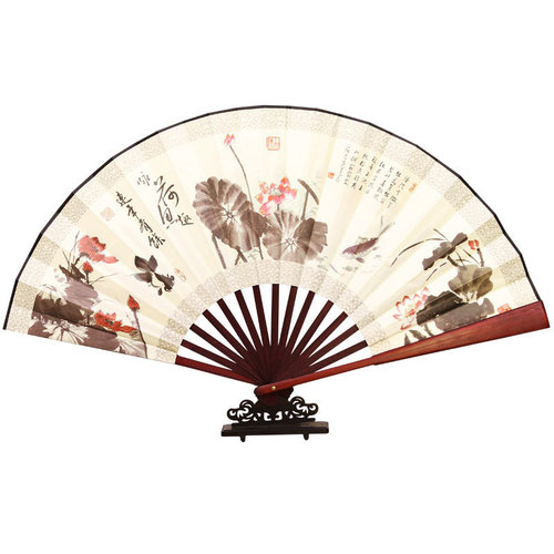 10-inch imitation mahogany men's fan, source manufacturer, undertakes fan printing and engraving logo, bamboo silk cloth, Chinese style folding fan