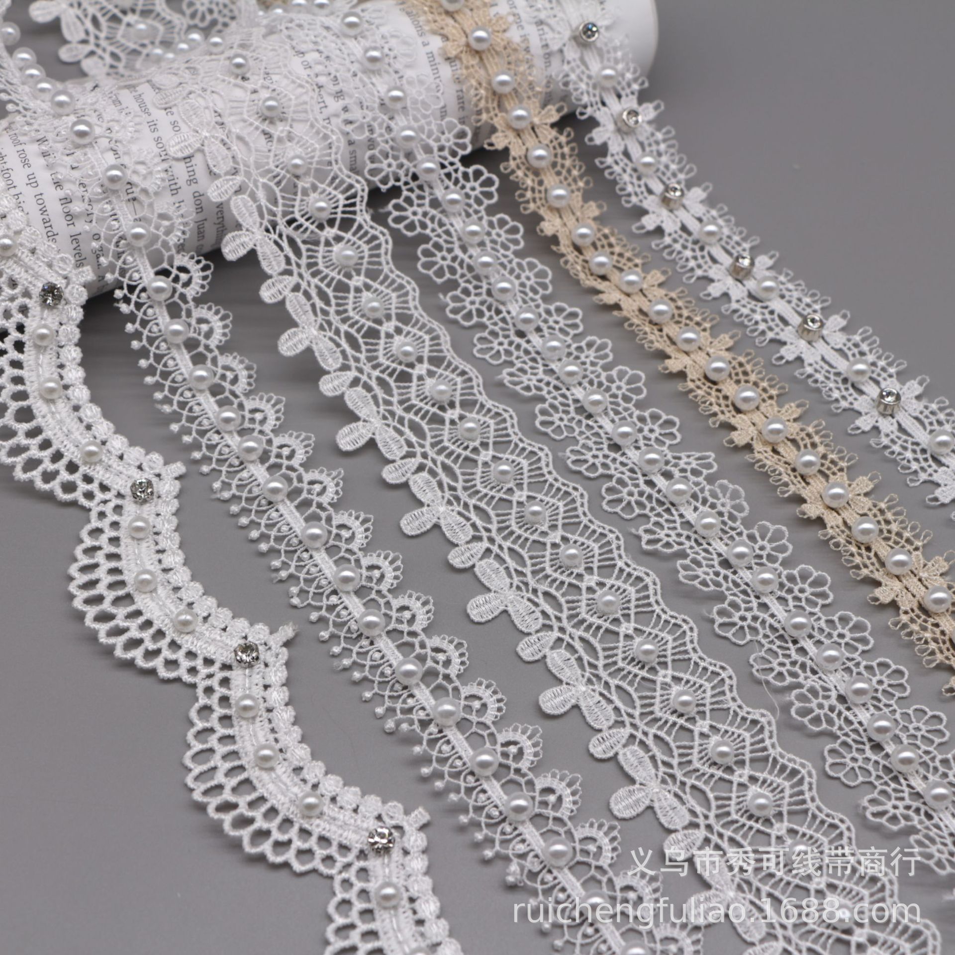 Spot new handmade nail pearl water -soluble hollow pearl lace…