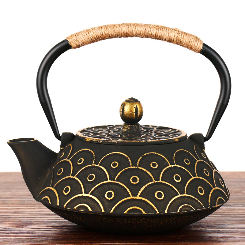 Peonía olla de hierro fundido olla tetera de hierro cerdo tetera hecho a mano viejo hierro olla tetera juego de té