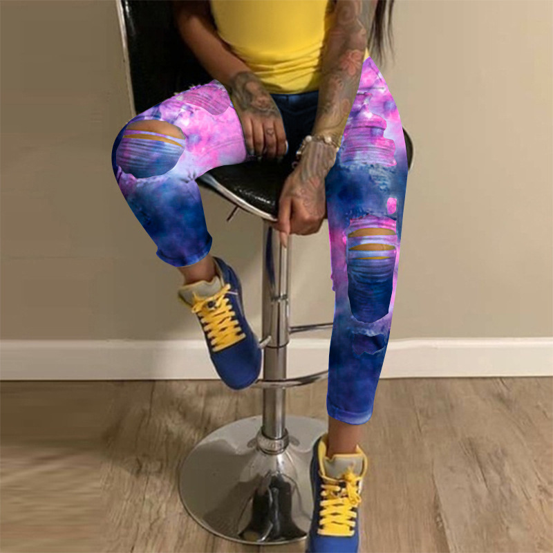 Nuevos Jeans de Mujer de Cintura Alta con Estampado Tie-Dye, Estilo Europeo y Americano, Moda Urbana Otoño 2025, Venta al por Mayor Directamente del Fabricante
