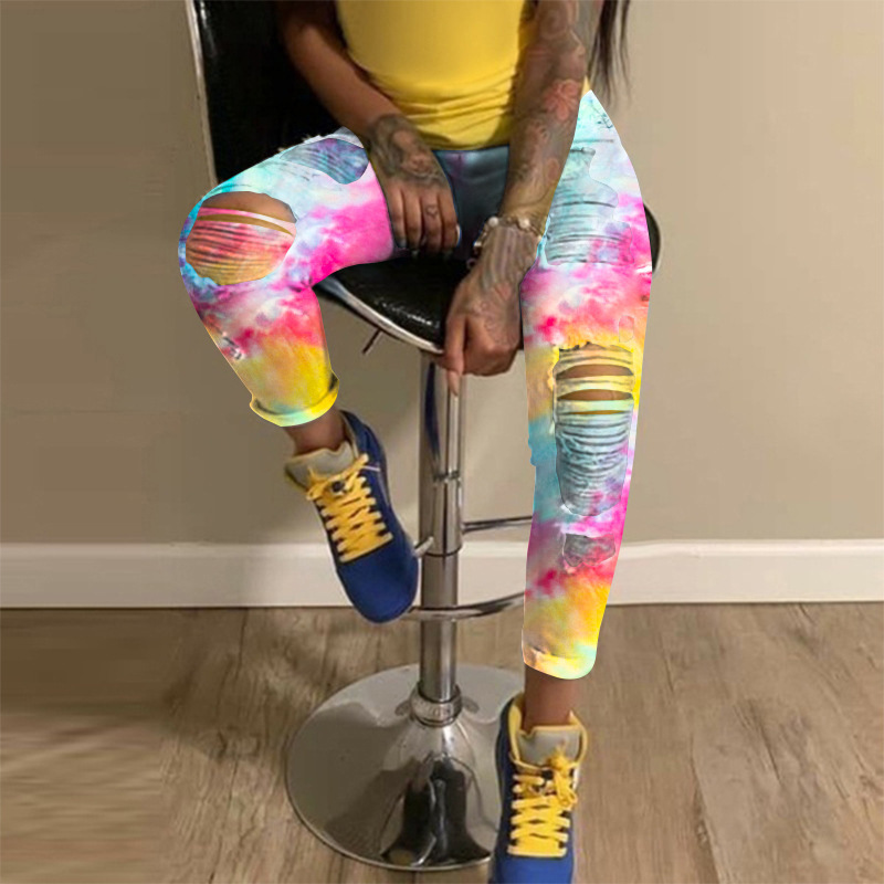 Nuevos Jeans de Mujer de Cintura Alta con Estampado Tie-Dye, Estilo Europeo y Americano, Moda Urbana Otoño 2025, Venta al por Mayor Directamente del Fabricante