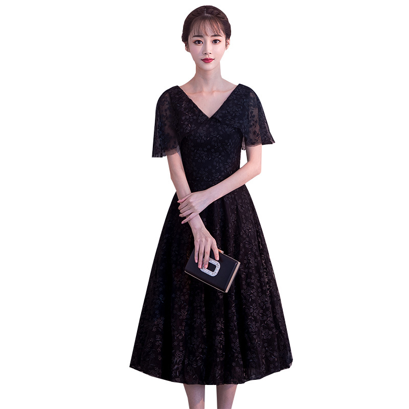 Vestido de Noche para Mujer, Estilo 2025, Elegante y Digno, Negro, Midi, Entallado, Moderno, para Fiesta