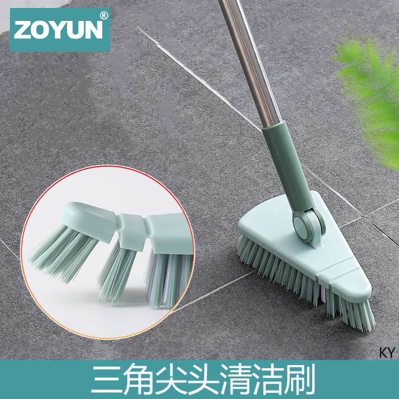 Triangle floor brush bathroom long handle floor bristle tile cleaning brush household kitchen bathroom brush bendable brush