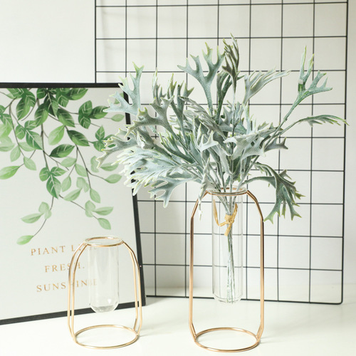 Green plant artificial flowers flocked staghorn decorations artificial flowers manufacturer wholesale wedding INS style cross-border YC1048
