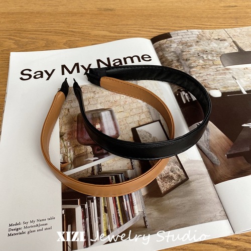 South Korea's Dongdaemun new headband women's retro temperament PU leather headband jennie same style pressed hairpin hair accessories