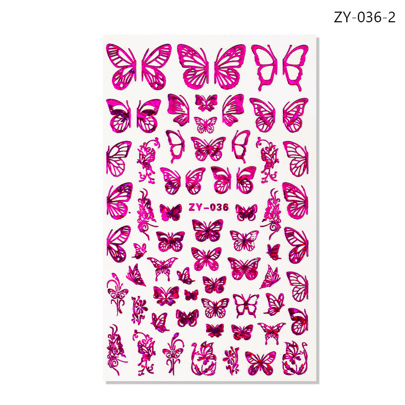 Pegatinas de uñas de dedo simulación pegatinas de mariposa delgada pegatinas de mariposa láser de oro y plata con pegatinas de mariposa dorada