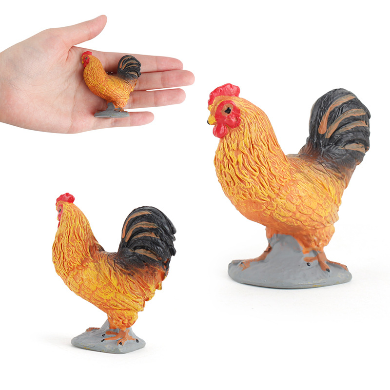 Nuevos productos transfronterizos simulación para niños granja avícola modelo animal pollo sólido pato ganso mujer mesa de arena adornos creativos