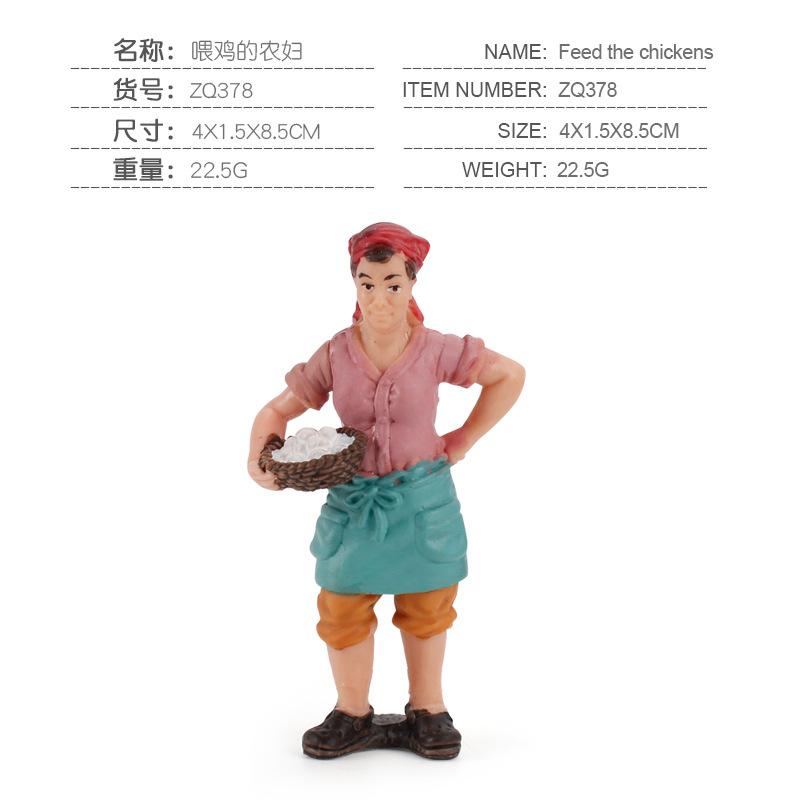 Nuevos productos transfronterizos simulación para niños granja avícola modelo animal pollo sólido pato ganso mujer mesa de arena adornos creativos