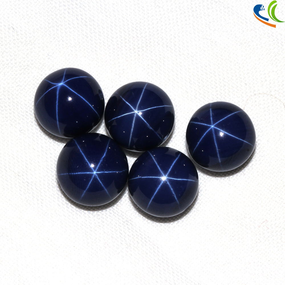 Factory Supply Starlight Sapphire Spherical Beads Six-Ray Blue Starlight Stone 8mm Starstone Corundum Beads Loose Beads