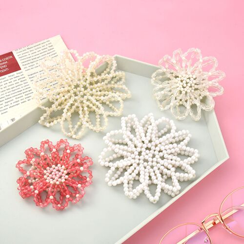 Children and Adults Handmade Pearl Hair Clips Elastic Hook Braid Hair Net Ballet Dance Updo Hair Accessory Dancer Hair Pin