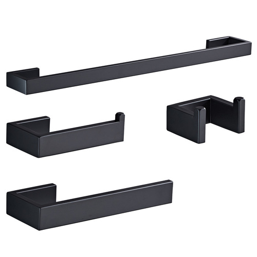 Cross-border black 304 stainless steel towel bar bathroom set toilet paper holder bathroom pendant black towel rack set
