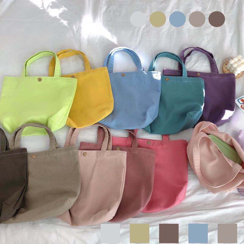 [Return Butterfly Cloth Bag] Morandi Color Twill Canvas Portable Small Square Bag Korean Style Simple Cloth Bag Low Saturated Color