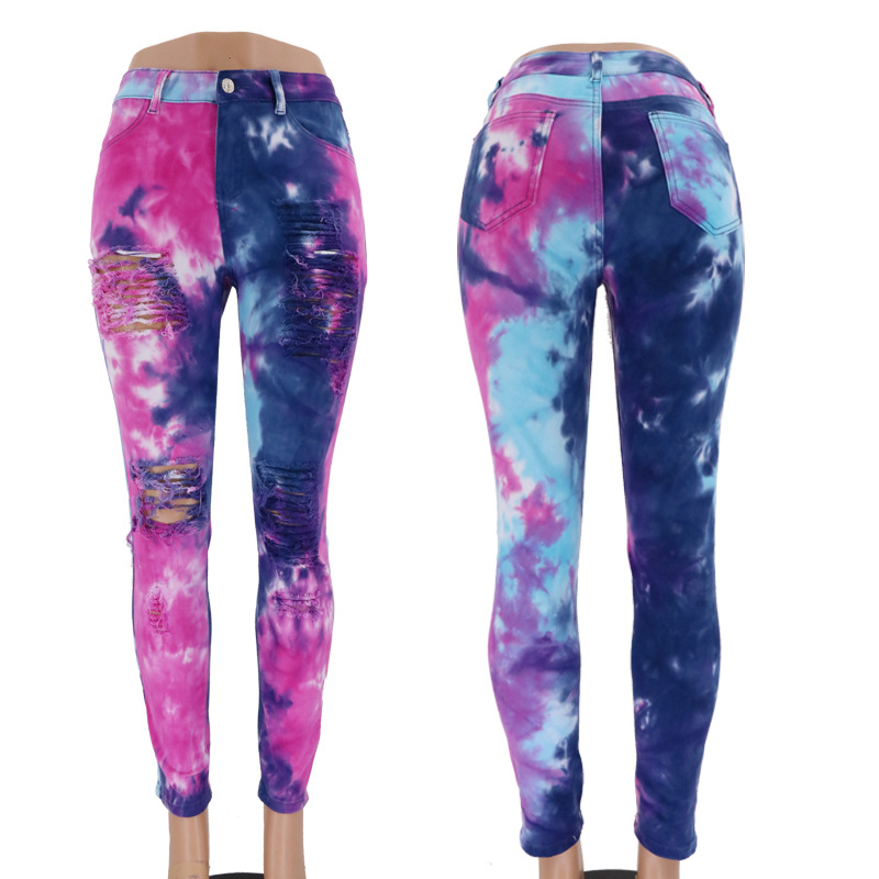 Nuevos Jeans de Mujer de Cintura Alta con Estampado Tie-Dye, Estilo Europeo y Americano, Moda Urbana Otoño 2025, Venta al por Mayor Directamente del Fabricante