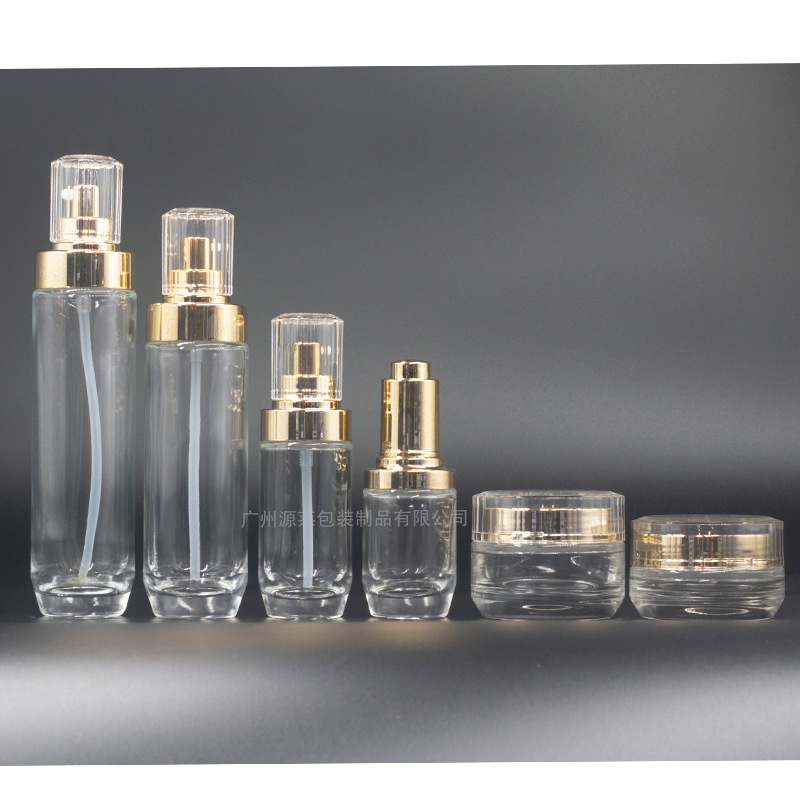 现货化妆品玻璃瓶套装120 30g膏霜瓶面霜瓶 40ml乳液按压瓶分装瓶