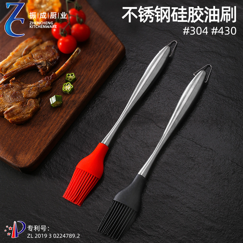 厂家批发耐高温不锈钢柄木柄硅胶油刷 烧烤烘焙专用硅胶烧烤刷