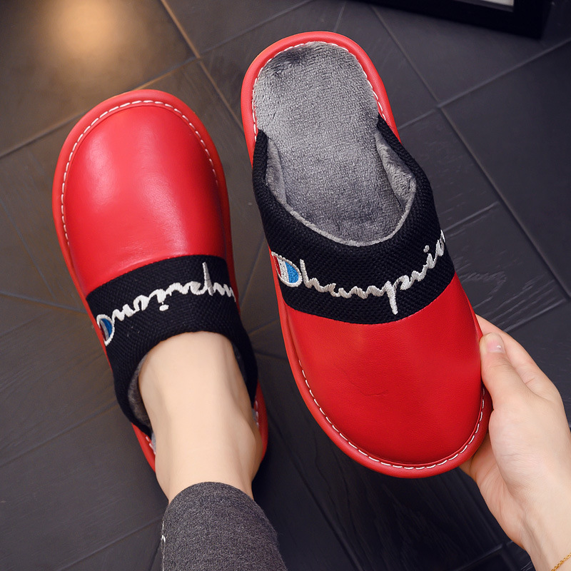 Home Sheepskin Cotton Slippers Women's Autumn and Winter Indoor Thick Bottom Non-slip Winter Bedroom Leather Warm Slippers Men's Home Sheepskin Cotton Slippers Women's Autumn and Winter Indoor Thick Bottom Non-slip Winter Bedroom Leather Warm Slippers Men's