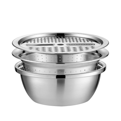 Grater, multifunctional vegetable cutter, shredder, drain basin, rice washing sieve, vegetable washing basin, rice cleaning stainless steel basin