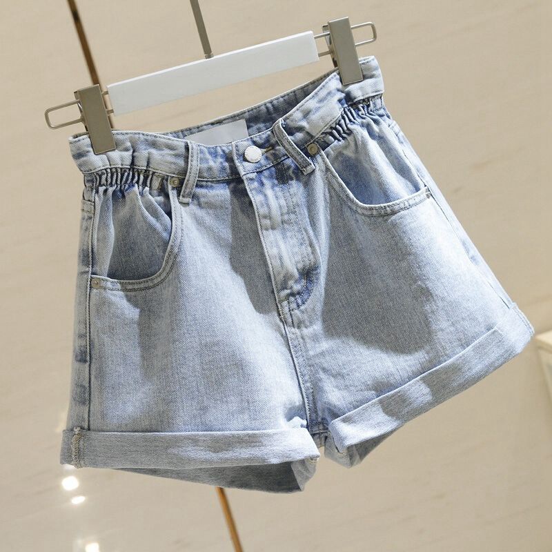 High-Waisted Denim Shorts for Women, Loose Fit, 2026 Summer New Style, Floral Hem, Slimming Wide-Leg A-Line Hot Pants, Trendy on Instagram