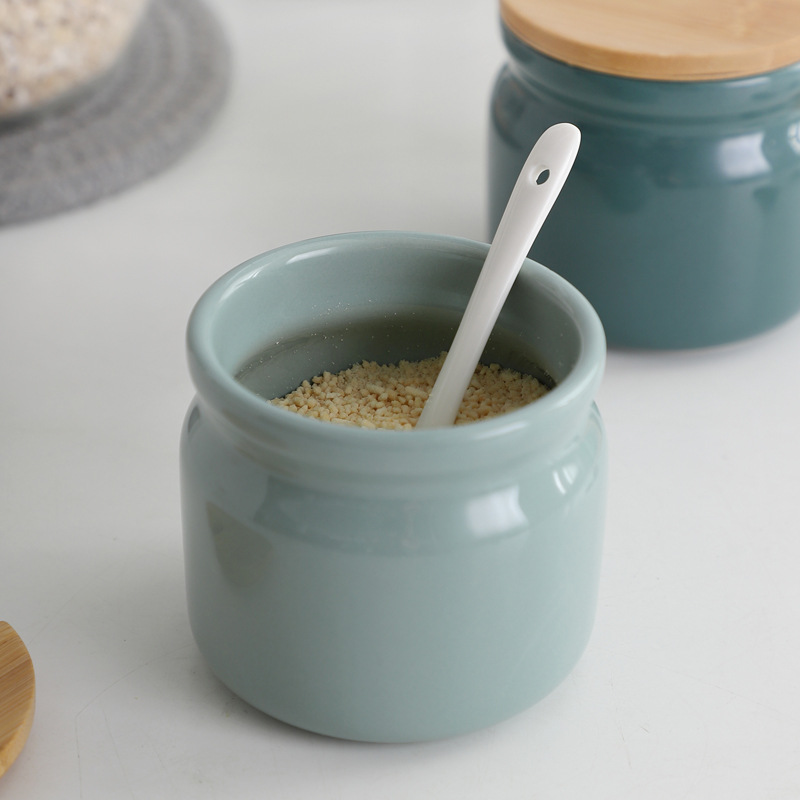 Cerámica creativa tarro de condimento traje cocina hogar sal tarro condimento caja condimento botella condimento caja azúcar gourmet polvo condimento tarro