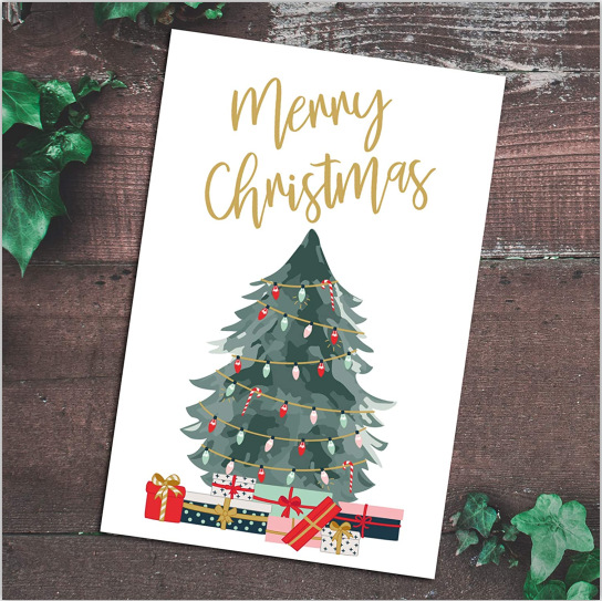 圣诞节礼品贺卡 圣诞树 Christmas cards彩灯雪橇节日氛围祝福卡